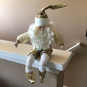 Gold and White Bendable Santa Claus Figurine Collectible